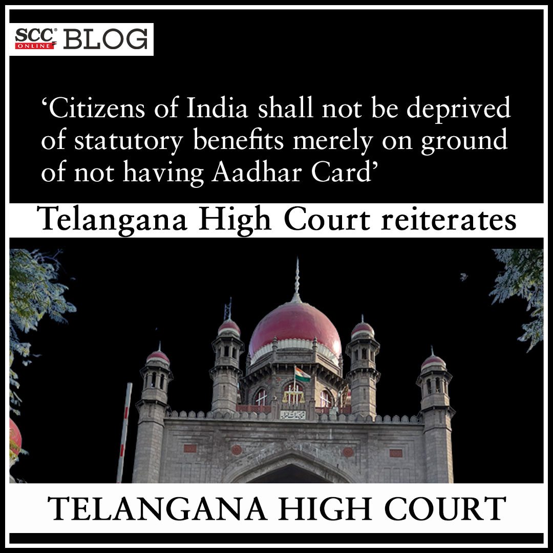 'Citizens of India shall not be deprived of statutory benefits merely on ground of not having Aadhar Card'; Telangana High Court reiterates
scconline.com/blog/post/2023…

#TelanganaHighCourt #Aadharcard #Agriculturalland #passbook #statutorybenefits #CitizenofIndia #IndianCitizens