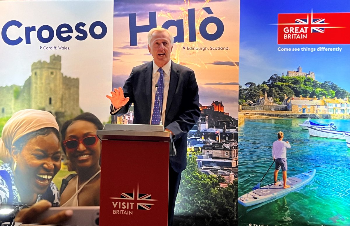 VisitBritainBiz's tweet photo. Our Chairman @nickdebois kicks off our trade event in San Francisco "Our purpose is to drive a thriving #tourism industry across #Britain & that's exactly why we're here - connecting British suppliers with top Canadian & US buyers, harnessing the growth from these markets." #DBNA https://t.co/DDTXLV71E5