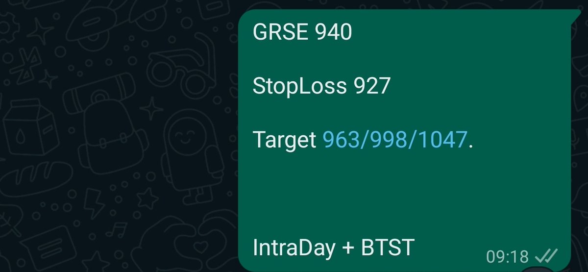 ImCrazyTrader's tweet photo. #Little #Little #Morning #Masti

#GRSE 940 to 975 (4%)
#PFC 287 to 297.85 (3%)
#RECLTD 254.70 to 270.10 (UC, 6%)

Hai koyi #PRO #FaceOff ke liyee Ready:
#Stock
#Options
#Indices
#Nifty
#BankNifty
Your choice.

If you like our work, kindly #Repost/#Like for better reach.

🙏 https://t.co/r2hNHNek9Y