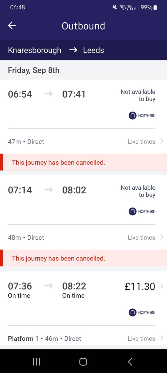 Chardonnay73's tweet photo. @northernassist What's happening at Knaresborough? 1st two trains cancelled? Why??!  6.54am and 7.14am!! https://t.co/bHbvnQGfgL