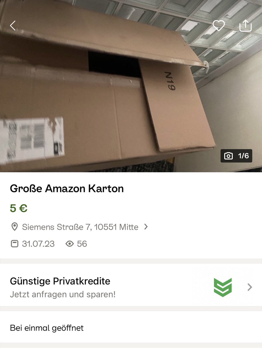 JoachimHesse's tweet image. Sammlerstück, Abholung im Altpapier-Container hinterm Haus oder Versand durch #Amazon? #Kleinanzeigen #Karton