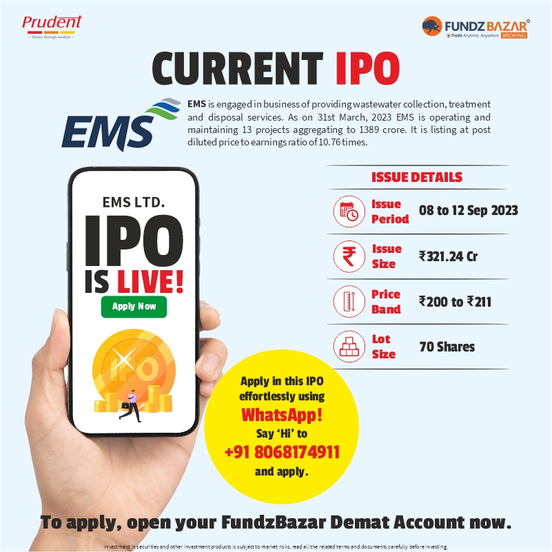 fundzbazar's tweet photo. EMS Ltd. IPO is LIVE on FundzBazar Broking. 
👉To apply, Open your FundzBazar Demat Account now - https://t.co/NNVRna2Rgg 

 #EMS #IPO #Ipoupdate #dematAc #stockmarketindia #FundzBazar https://t.co/zk1o0XWKx3