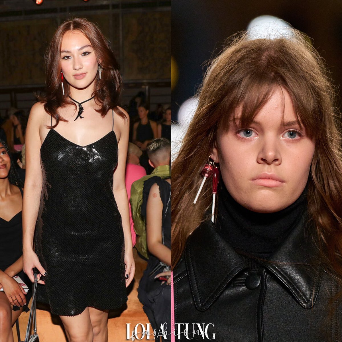 lolatungfashion's tweet photo. Lola Tung wore a #Coach ‘Sequin Mini Dress’ (N/A) from their Resort 2024 Collection as well as a Heart Lollipop Earring and Key earring (Sold Out) attending the Coach Spring 2024 Runway Show during New York Fashion Week - September 7th, 2023. https://t.co/A1tYZdX0tp