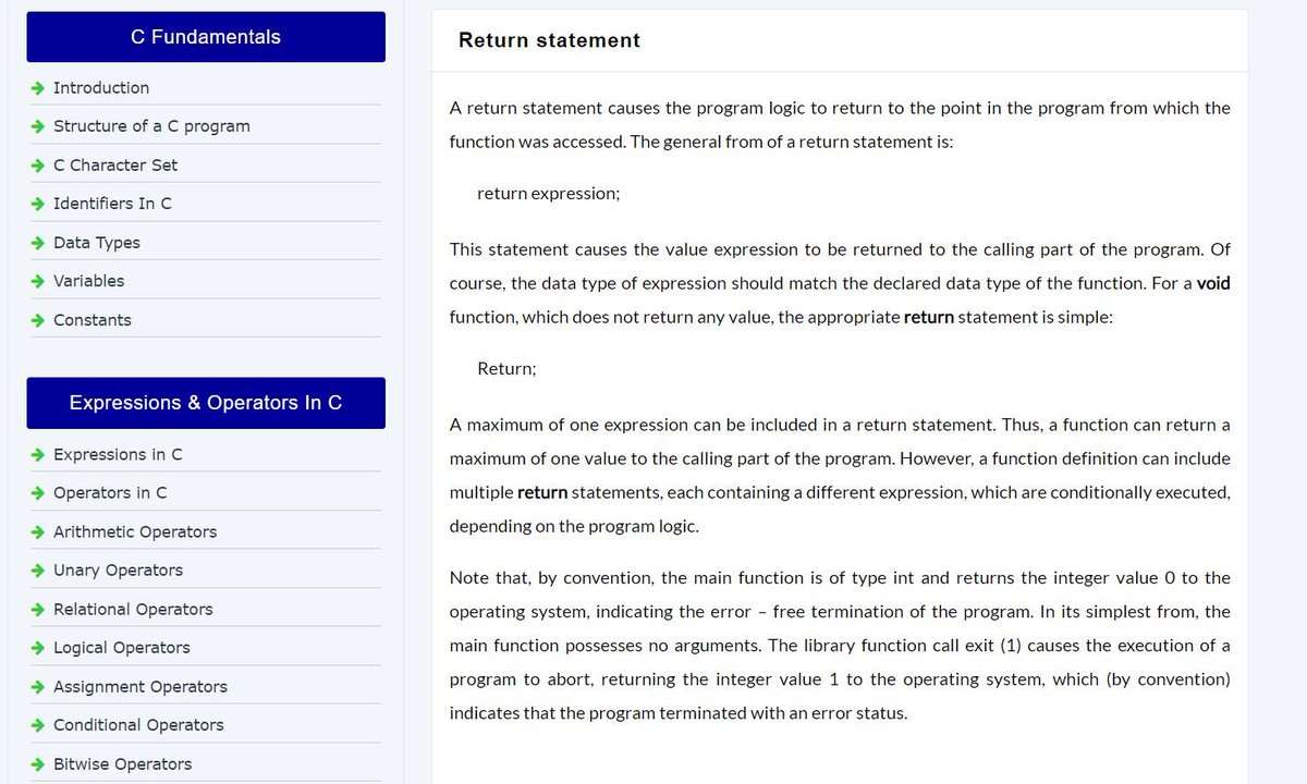 pythontpoint's tweet photo. Learn about Return statement in C Programming with https://t.co/aky86yZ7IW 

#learn #learning #python #freetutorial #freejava #freetutorialflorpython #pythonfree #c #ctutorial #learnc #tutorial #tutorialpoint #learncprogram #ctutorialfree #learn #ctutorialfree https://t.co/niKzqknjIC