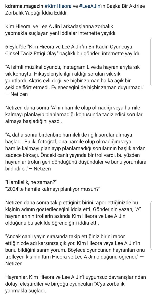 kdrama_magazin's tweet photo. #KimHieora ve #LeeAJin'ın Başka Bir Aktrise Zorbalık Yaptığı İddia Edildi. https://t.co/BVGEWgE3PT