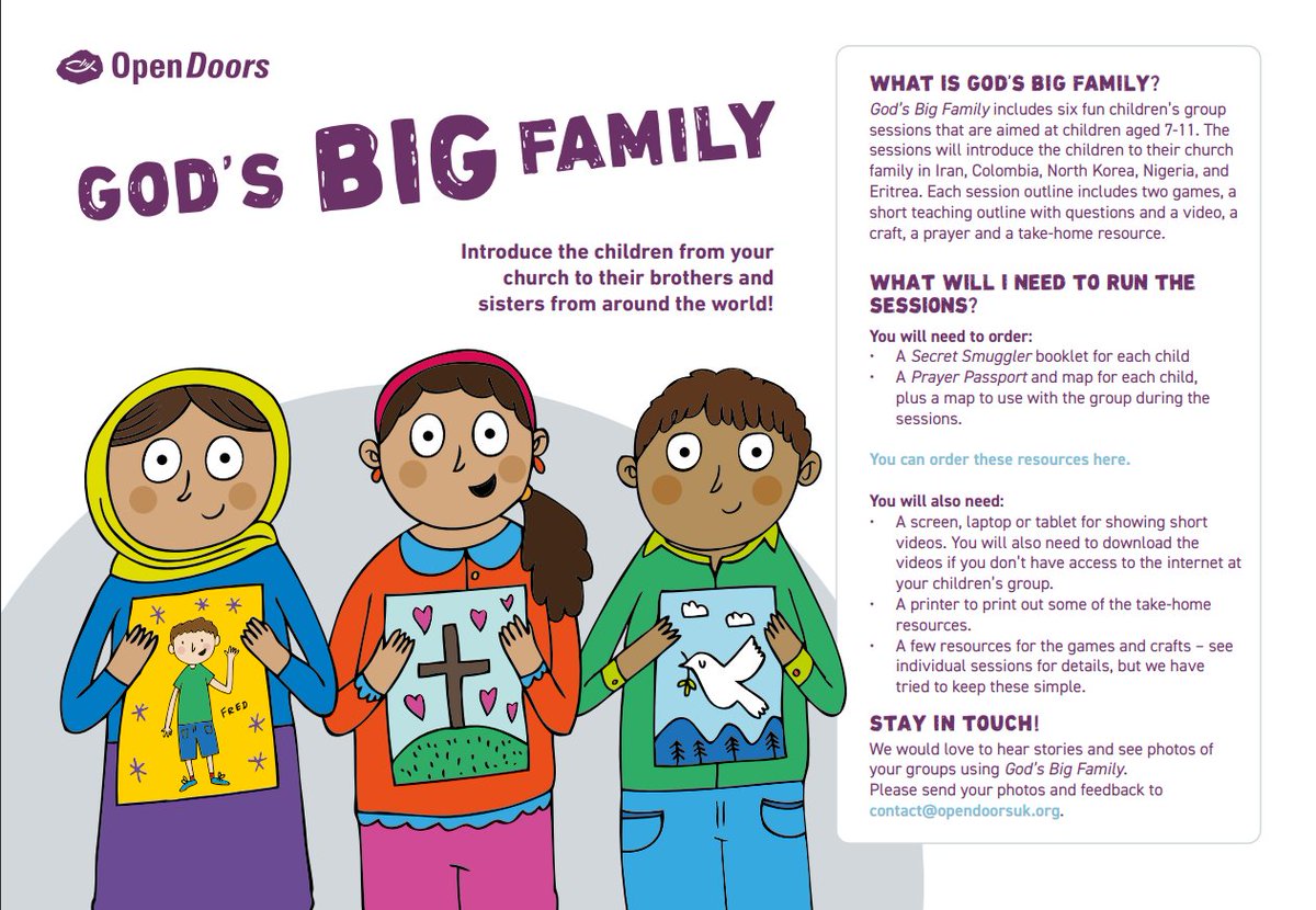 Exciting to see this resource that I worked on for <a href="/OpenDoorsUK/">Open Doors UK</a> out in the world! Looking for ideas for children's church? Download God's Big Family for free, with videos, colouring sheets, and ideas for games and crafts: lnkd.in/ebjErYyn #ChildrensChurch #SundaySchool