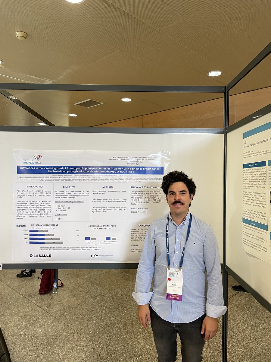 Carlos Pascual Pasero (@cpascualpasero) on Twitter photo Presentando 2 pósters en el International Congress on Neuropathic Pain sobre #dolorneuropático en #cáncerdemama.
@neupsig @neupsig2023
<a href="/LaSalleSaludUAM/">La Salle Facultad Salud</a>
<a href="/LaSalleMAD/">La Salle Campus MAD</a>
<a href="/IdelaRosa_Fisio/">Irene de la Rosa Díaz</a>
#SomosLaSalle
#Fisioterapia Presentando 2 pósters en el International Congress on Neuropathic Pain sobre #dolorneuropático en #cáncerdemama.
@neupsig @neupsig2023
<a href="/LaSalleSaludUAM/">La Salle Facultad Salud</a>
<a href="/LaSalleMAD/">La Salle Campus MAD</a>
<a href="/IdelaRosa_Fisio/">Irene de la Rosa Díaz</a>
#SomosLaSalle
#Fisioterapia