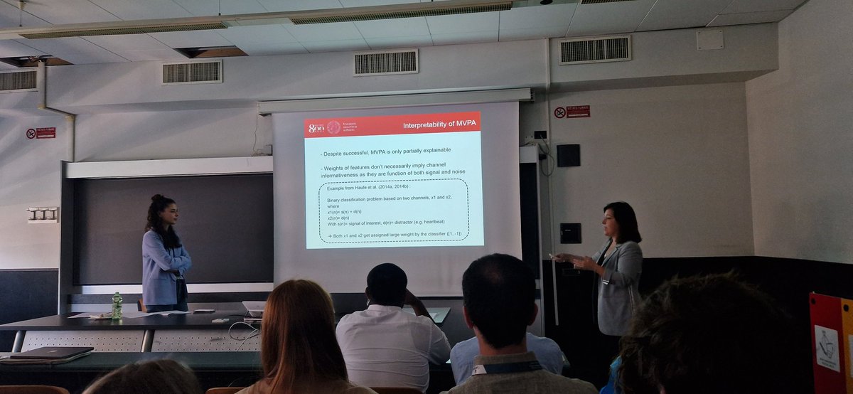 <a href="/JessyJemy/">Jessica Gemignani</a> it is great to have you here in Milan at the #CMD30 #FisMat2023 conference! 

Thank you for the nice overview on multivariate pattern analysis #MVPA  on #fNIRS data. 

Let's see what's up next.
