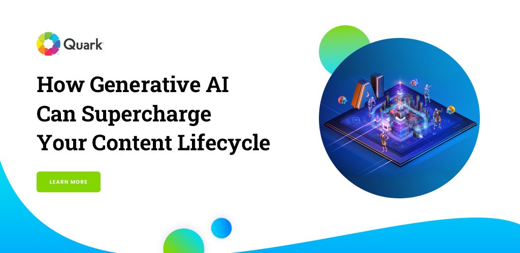 QuarkNews's tweet image. In this blog ‘How Generative AI Can Supercharge Your Content Lifecycle’, we highlight game-changing insights derived from our recent KMWorld webinar.
Read more via the Quark blog bit.ly/44KKOLz
#AIContent #ContentLifecycle #EnterpriseContent #ContentAutomation #Content
