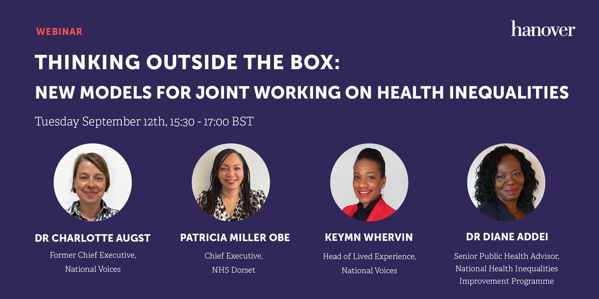 Hanover Healthcare (@hanover_health) on Twitter photo Join us for a webinar and explore innovative approaches for joint working and partnerships to address health inequalities, featuring experts from
<a href="/NVTweeting/">National Voices</a>, <a href="/NHSEngland/">NHS England</a>, and <a href="/NHSDorset/">NHS Dorset</a>. Sign up here: ow.ly/lkZY50PHqnY. Join us for a webinar and explore innovative approaches for joint working and partnerships to address health inequalities, featuring experts from
<a href="/NVTweeting/">National Voices</a>, <a href="/NHSEngland/">NHS England</a>, and <a href="/NHSDorset/">NHS Dorset</a>. Sign up here: ow.ly/lkZY50PHqnY.