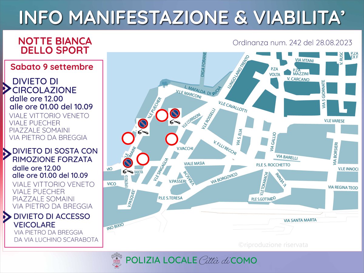 📷📷 𝗜𝗡𝗙𝗢 𝗠𝗔𝗡𝗜𝗙𝗘𝗦𝗧𝗔𝗭𝗜𝗢𝗡𝗘 &amp; 𝗩𝗜𝗔𝗕𝗜𝗟𝗜𝗧𝗔'
NOTTE BIANCA DELLO SPORT
📷 Sabato 9 settembre 2023

#PoliziaLocaleComo #InfodiServizio