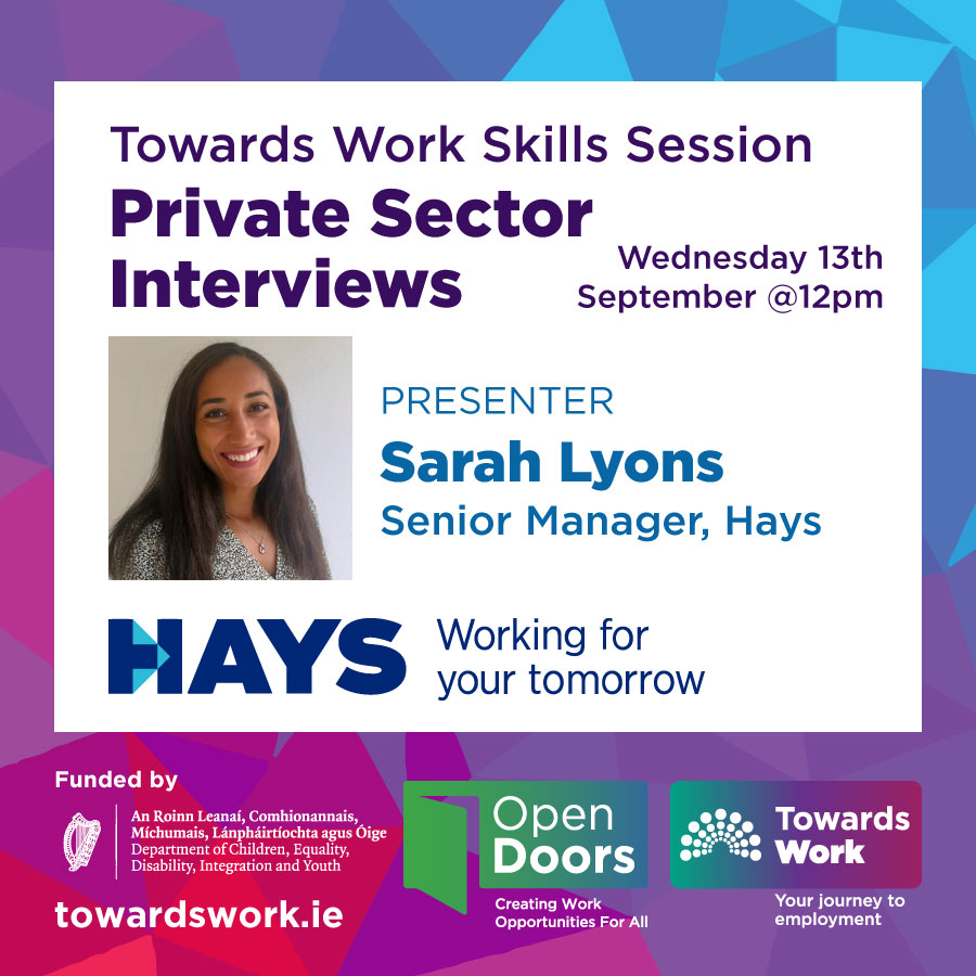 We look forward to hearing from Sarah Lyons next Wed. 13th September as she shares her recruitment knowledge and experience as a Senior Manager at @HaysIreland, focusing on specific skills required for a successful private sector interview. Register now: events.teams.microsoft.com/event/034b3a50…