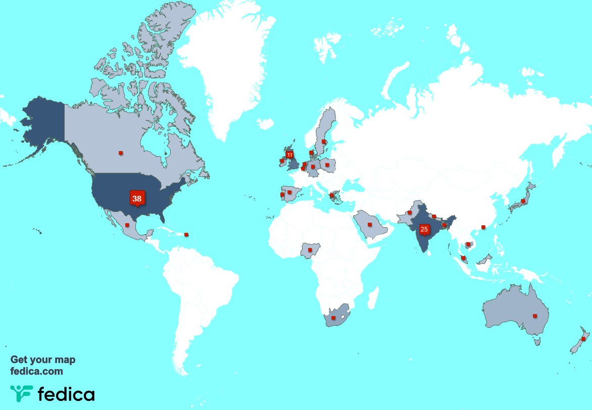 My followers are in USA(41%), India(27%)...
Get your map too:
fedica.com/!JayashreeVg