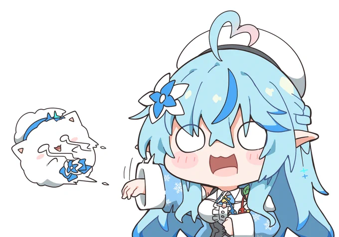#LamyArtピクミンと間違えて雪民さんをぶん投げるラミィちゃん 