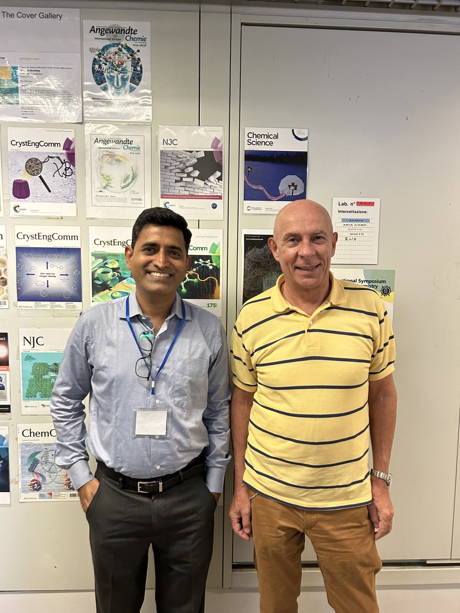 cmallareddy's tweet photo. Glad to be in good company of @PierMetra, @bragadario and Prof Giuseppe Resnati, (GiancarloTerraneo, not in pic), stalwarts of #crystalengineering in Milan/Bologna for 2 back to back talks.
Will be meeting many more friends at #CrystalForms conference in Bologna from 10th..! https://t.co/ix2DxnGwAf