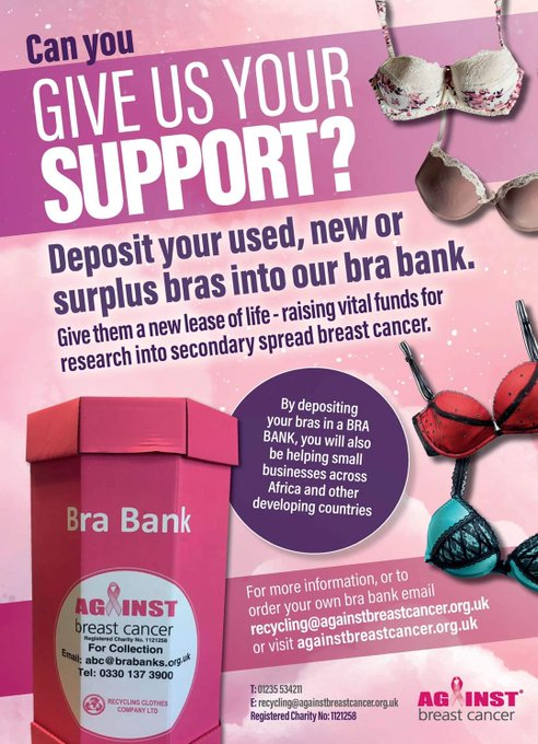 LibraryHawes's tweet photo. We now have a bra bank at the @HawesHub please ask at the desk for further details @northyorksc #againstbreastcancer https://t.co/1J9ZPpz4Q9