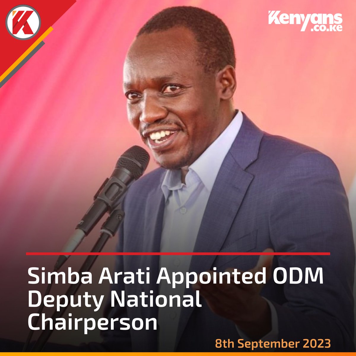 Kenyans's tweet image. Simba Arati appointed ODM Deputy National Chairperson