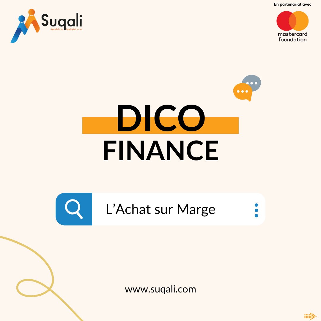 SuqaliSN's tweet photo. L'achat sur marge 📈 offre la chance de saisir les opportunités et d'optimiser les rendements.

#Suqali 
#MastercardFoundation
#YoungAfricaWorks
#dicofinance
#Kebetu https://t.co/QlHXrjM4li