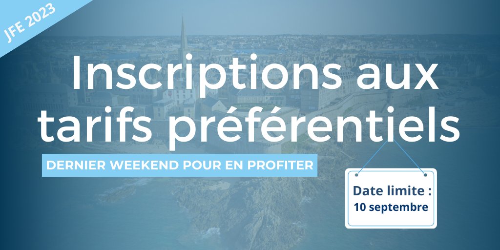 #JFE23 : Dernier week-end pour profiter des tarifs réduits ! 

C’est votre dernière chance de participer aux journées françaises de l’épilepsie à un prix avantageux !
Ne manquez pas cette opportunité ! 

Fin des tarifs préférentiels : 10 septembre 
 ➡️ congres-jfe.com/register.aspx?…