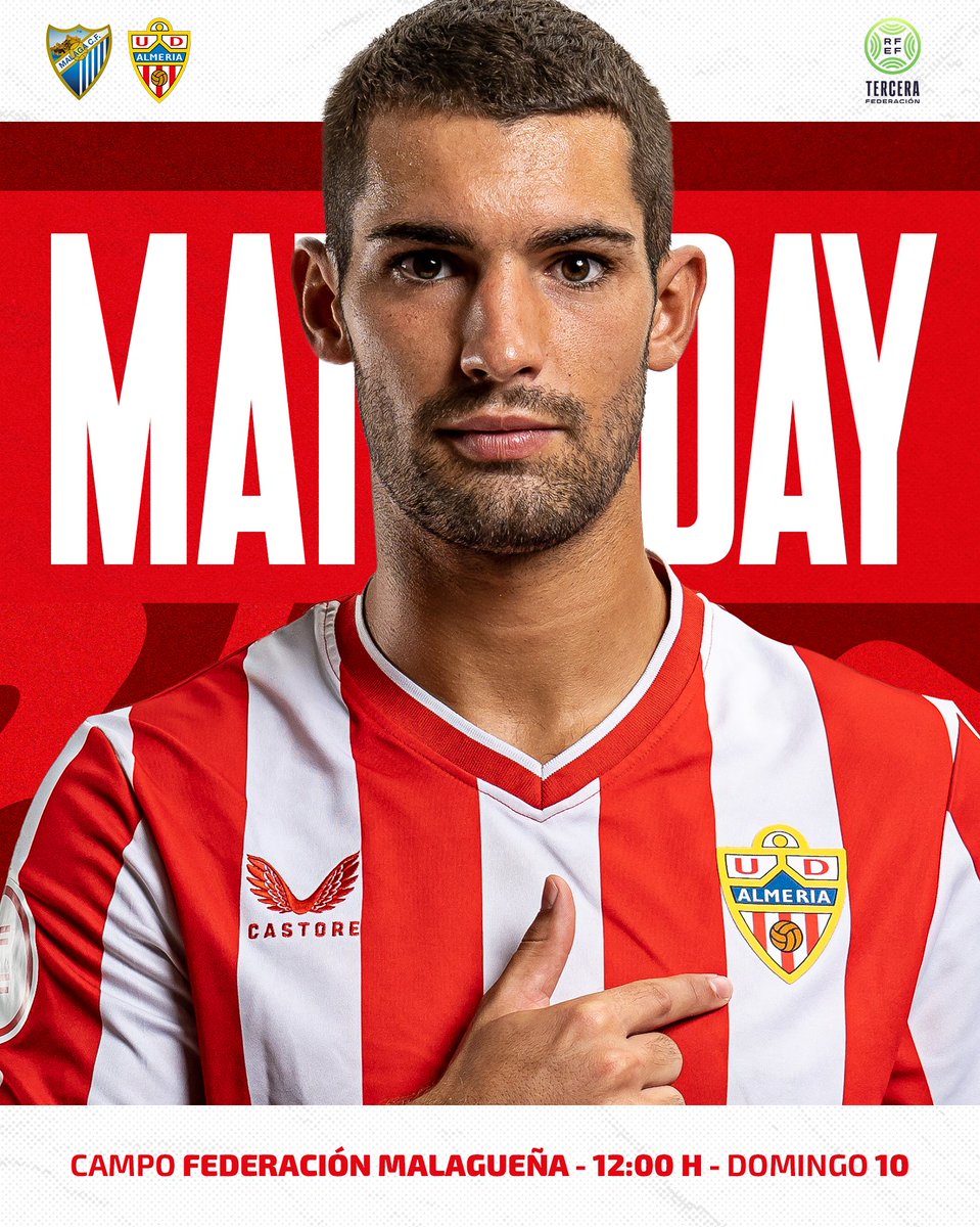 🦁⚽️  𝐌𝐚𝐭𝐜𝐡𝐝𝐚𝐲    

▶️ ¡Comienza el baile! El #UDAB se estrena en competición oficial esta temporada debutando en 3ª RFEF 

🆚 Atco. <a href="/MalagaCF/">Málaga CF</a> 
⏰ 12:00 h.  
📍 Campo de la Federación Malagueña 

#VamosAlmería 🦁🔴⚪️