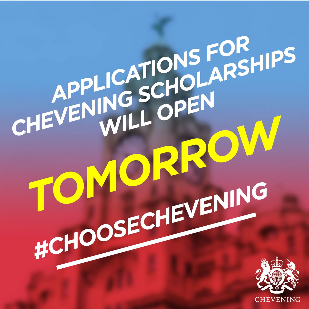 📢 Applications for fully funded #Chevening Scholarships to study in the UK open tomorrow! 

📌 Start preparing your application now: chevening.org/guidance

#ChooseChevening