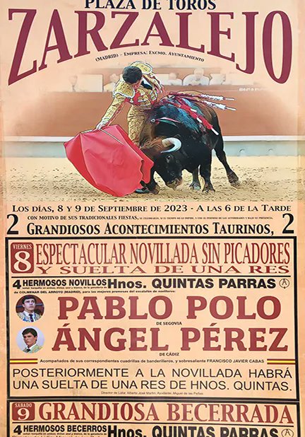 Portal Taurino (@portaltaurino) on Twitter photo Zarzalejo (Madrid) hoy novillada sin picadores con erales de Hnos. Quintas Parras para <a href="/_Pablo_Polo/">Pablo Polo</a> y Ángel Pérez <a href="/portaltaurino/">Portal Taurino</a> Zarzalejo (Madrid) hoy novillada sin picadores con erales de Hnos. Quintas Parras para <a href="/_Pablo_Polo/">Pablo Polo</a> y Ángel Pérez <a href="/portaltaurino/">Portal Taurino</a>