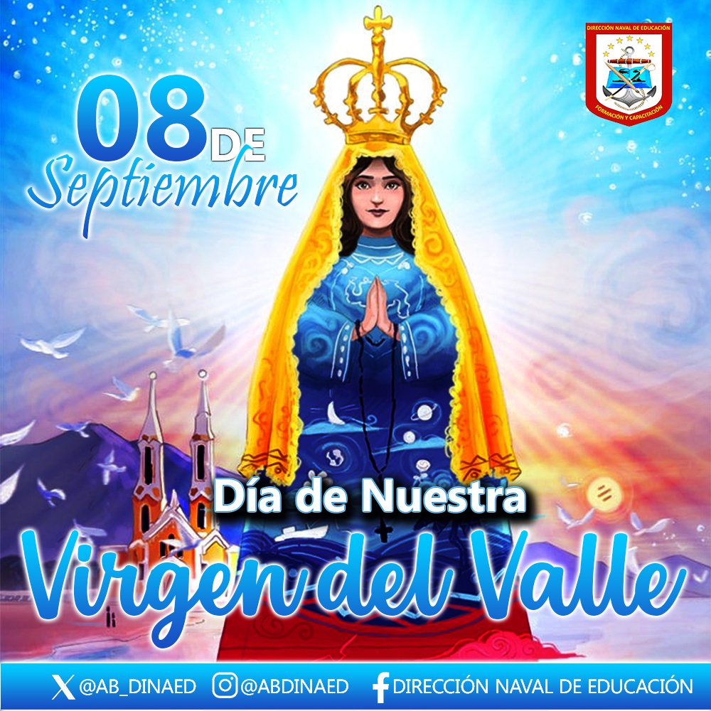 AB_DINAED's tweet photo. #8SEP23 || Hoy Conmemoramos 112 años de Nuestra Virgen del Valle, conocida también como la Virgen Milagrosa, Madre de los pescadores y Patrona de los Marineros. ¡Bendícenos siempre, Vallita!

#NavegandoAlBicentenario
@ArmadaFANBVzla https://t.co/nBzXd8haTL