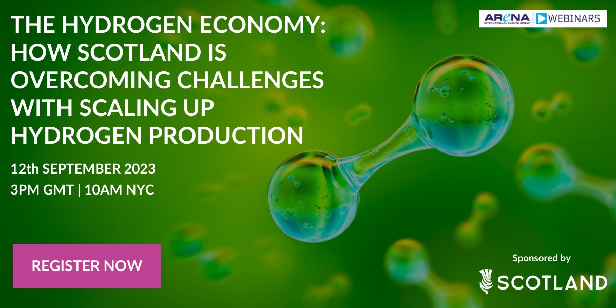 Don't miss out on our upcoming webinar on 12th September which discusses the Hydrogen economy and explore the most promising energy transition technologies in Scotland.

Register now - arena-international.com/event/the-hydr…

#hydrogen #NetZero #GreenHydrogen #carboncapture