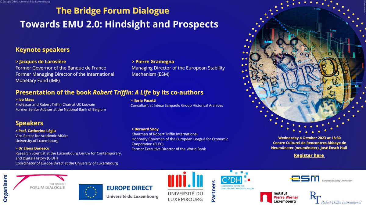 𝐒𝐚𝐯𝐞 𝐭𝐡𝐞 𝐝𝐚𝐭𝐞 ! 📅

𝟒-𝟓 𝐨𝐜𝐭𝐨𝐛𝐫𝐞 𝟐𝟎𝟐𝟑

𝐓𝐨𝐰𝐚𝐫𝐝𝐬 𝐄𝐌𝐔 𝟐.𝟎: 𝐇𝐢𝐧𝐝𝐬𝐢𝐠𝐡𝐭 𝐚𝐧𝐝 𝐏𝐫𝐨𝐬𝐩𝐞𝐜𝐭𝐬
Brigde Forum Dialogue

🔗Register now: forum-dialogue.lu/?event=towards…

#euro #europe #Eurozone #eurozone #conference #conference