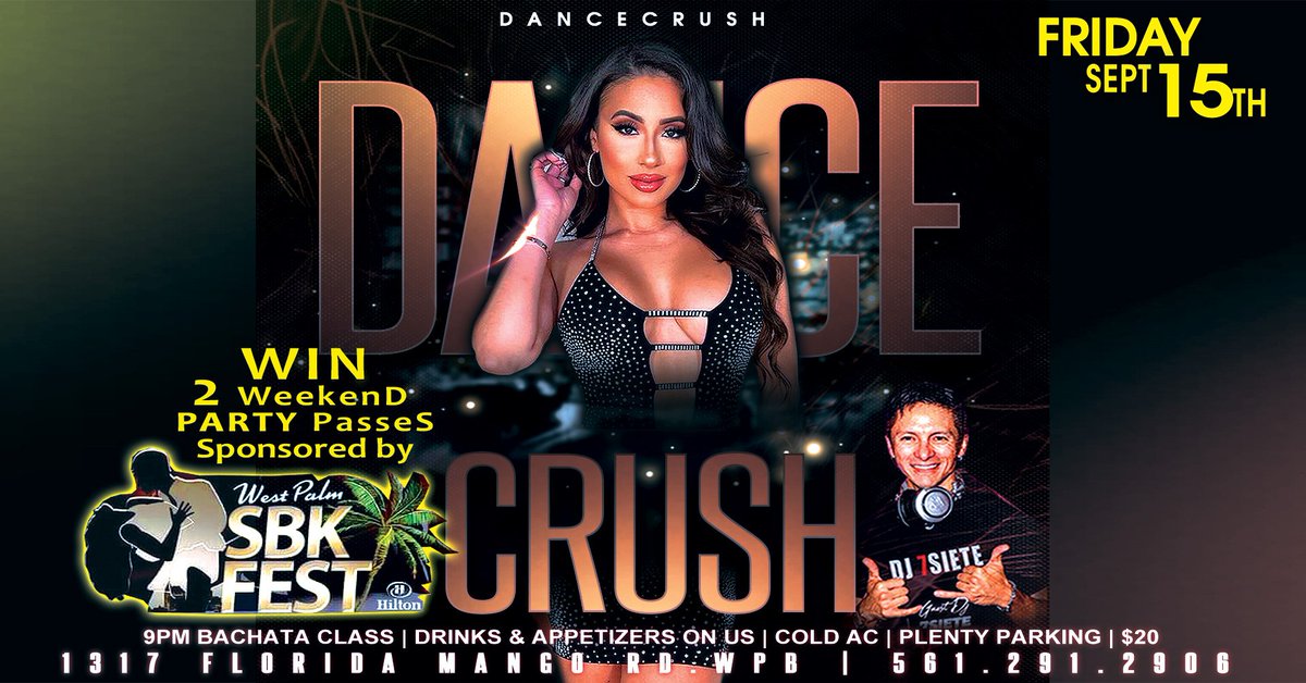 SalsaDirectory's tweet photo. Latin Dance Crush: September 15, 2023 in West Palm Beach, Florida https://t.co/f1VJ6Wuz61
