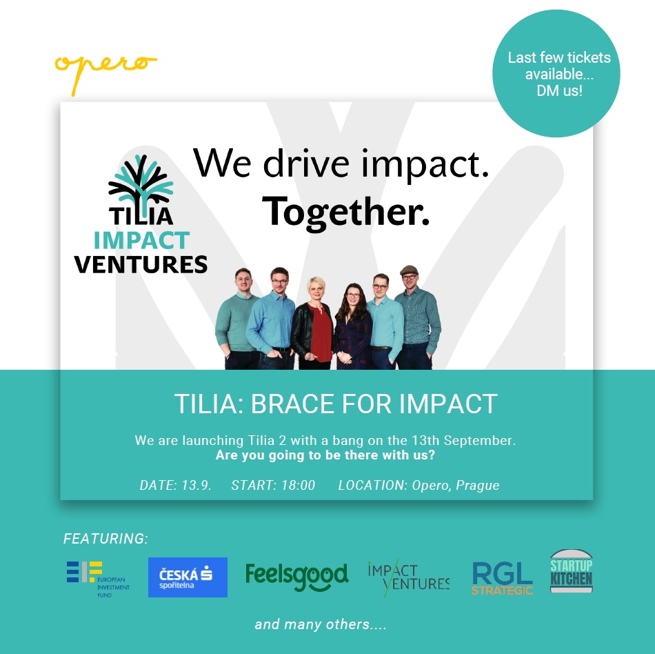 StartupEvaluat1's tweet photo. 🔊 Calling all (aspiring) impact founders!
Our friends at #TiliaImpactVentures are celebrating the launch of their new fund with a gathering of changemakers from the #CEEregion.
Wednesday 13th September at OPERO in Prague.
Register here 👉 https://t.co/zhnjQKWWfM https://t.co/pamQulaPOK