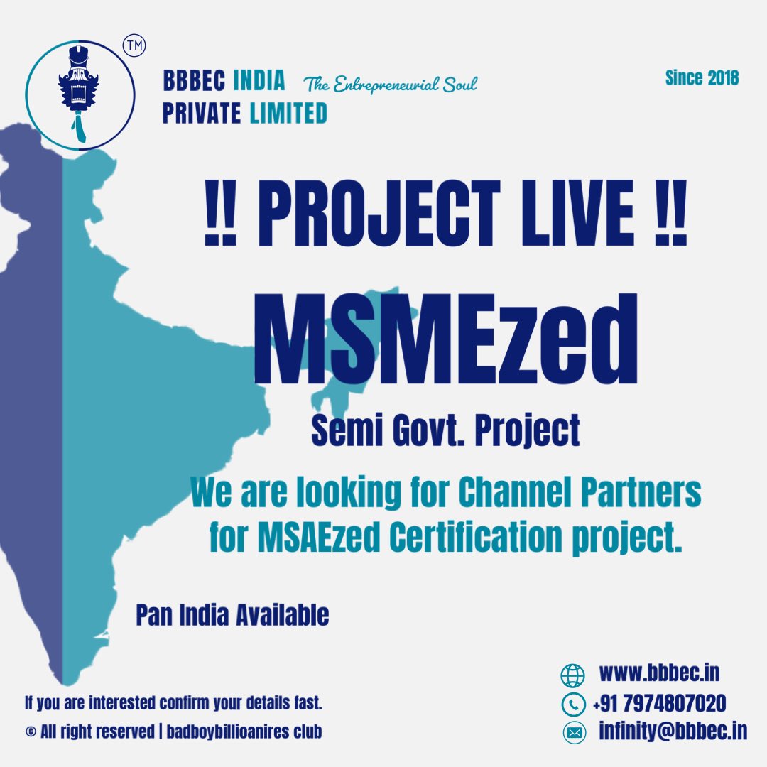 badboybilliona1's tweet image. We are looking for Managers sand vendors for MSMEzed Certification projects all over India. 
#job #madhyapradeshjobs #employmet #jobsearch #inda #indore #bhopal #gwalior  #jabalpur