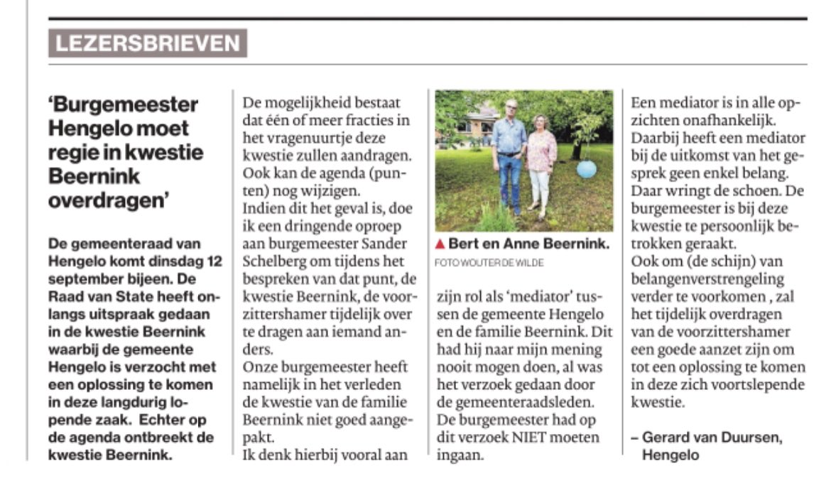 BertBeernink's tweet photo. Lezersbrief in Tubantia Hengelo
Over de #kwestie #Schelberg #kwestieBeernink #Hengelo https://t.co/tOVNp8PBb1