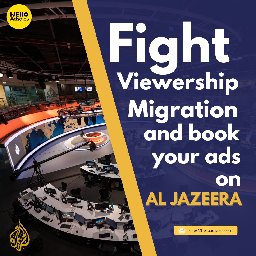 AdsalesHello's tweet photo. Fight viewership migration with unskippable ads only on Al Jazeera.

Book your advertising campaign today! 
#AlJazeera #HelloAdsales #AlJazeeraNews #ReachAfrica #ReachTheWorld #digitalmarketing https://t.co/CLfBjhkfGd