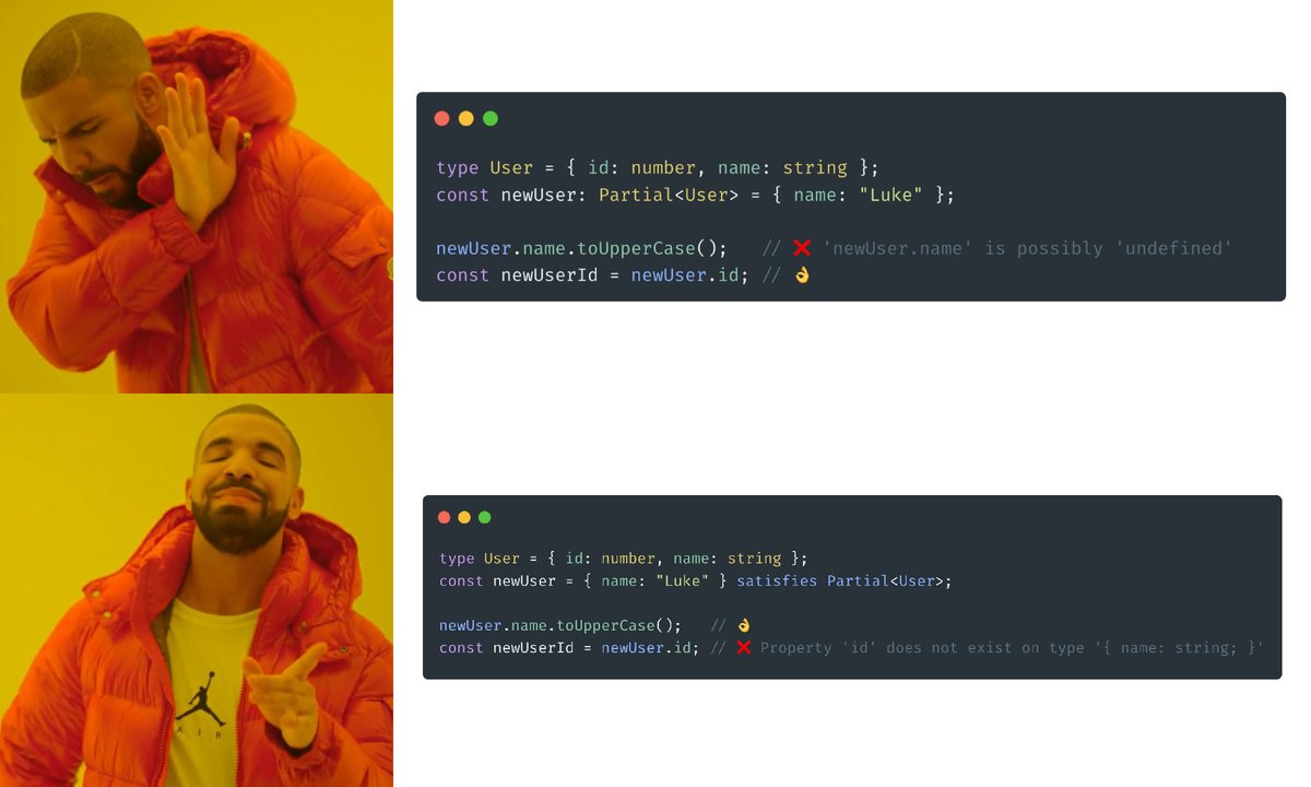 RobertDuraj's tweet photo. satisfies operator w TypeScript okazał się być całkiem... satysfakcjonujący :suchar: https://t.co/Epq74cRrsA
