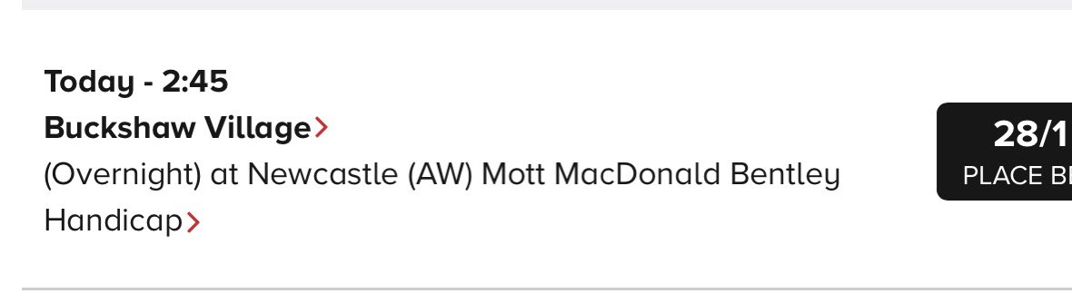 One runner this afternoon @NewcastleRaces. ⏰2:45 #BuckshawVillage ridden by Zak Wheatley for Owners Mr J Bousfeild & Mr R Flegg. @weeto_10 @FleggRaymond @RacingSantry @freddytylicki