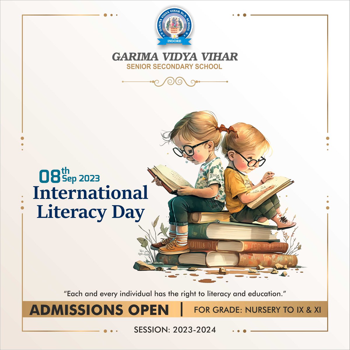 GVVSchool's tweet photo. Happy International Literacy Day!!
“100% literacy is a dream for us to achieve.” · “We can become a fully literate nation with constant efforts.”
#internationalliteracyday #happyInternationalLiteracyDay #literacyday #Education #Literacy #GarimaGroup #GarimaVidyaViharSchool https://t.co/zhwtAUSxZd