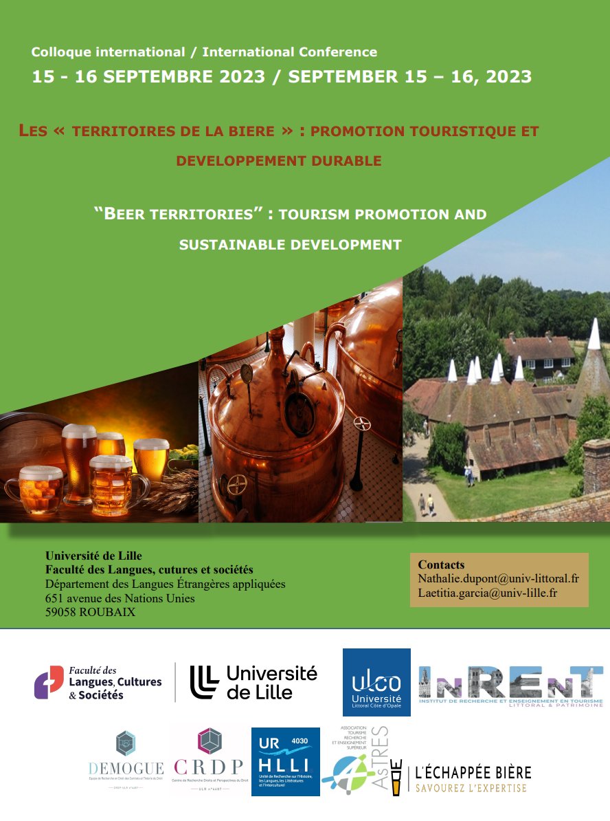 campustihdf's tweet photo. 🍺COLLOQUE SUR LES TERRITOIRES DE LA BIERE🍺

Organisé par @univ_lille , ce #colloque  vise à  créer une offre touristique autour de la #bière

L’objectif 👉 étudier les solutions afin de fortifier l’intégration de l’activité brassicole dans l’identité touristique des territoires https://t.co/9uZf1GtkOG
