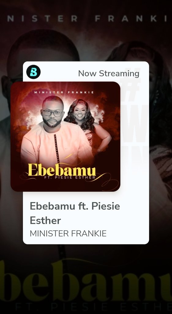 God be praised!! Fam💓 we are live on BOOM Play and all Digital platforms check us out click on the link below👇🏾👇🏾
Listen to Ebebamu ft. Piesie Esther by MINISTER FRANKIE on Boomplay. boomplay.com/share/music/13…