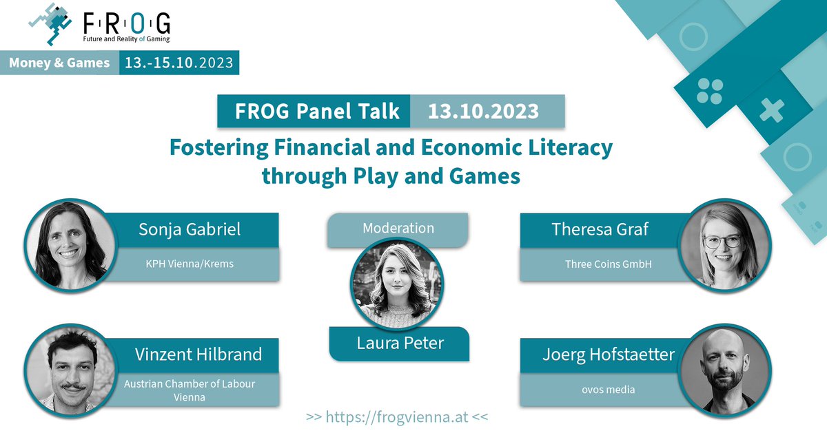 How can we promote #financialliteracy through play &amp; games? 💎 We explore this question in our first #FROG2023 panel talk with Sonja Gabriel (KPH Wien/Krems), Theresa Graf (Three Coins), Vinzent Hilbrand (@arbeiterkammer) &amp; Jörg Hofstaetter (<a href="/ovos/">ovos media</a>). Moderated by @triilauratops 🤩