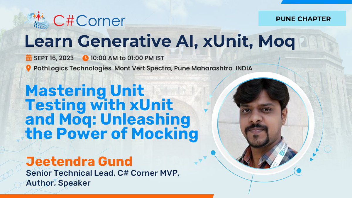 CsharpCorner's tweet image. Dive deep into the world of unit testing with @Jeet_csharp! Join @CsharpCorner Pune Chapter Meet on September 16 for an enlightening session on Mastering Unit Testing with xUnit and Moq.
Register now: tinyurl.com/mwwas9s2
#AWS #GenerativeAI #AWSGenerativeAI #developers…
