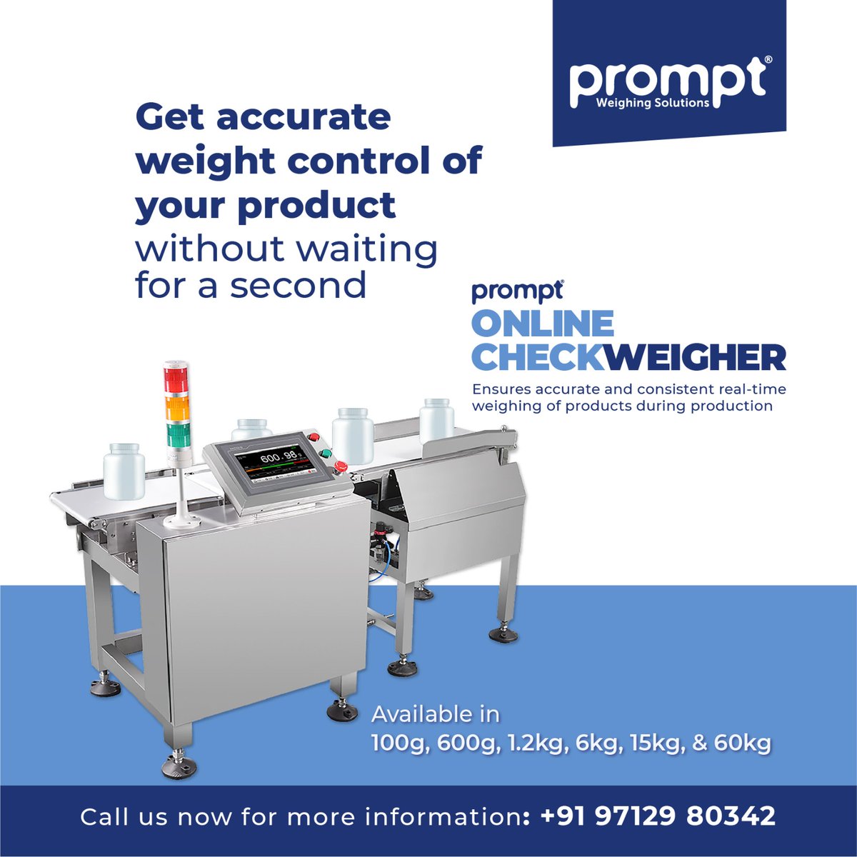 Prompt_Scale's tweet image. Experience perfect weight accuracy for your products with Prompt Online Checkweigher.
Call us on 97129 80342 for more information or visit promptscale.com/product-catego…

#checkweigher #onlinecheckweigher #prompt #accuracy #accurate #weight #product #precision #manufacturing #industry