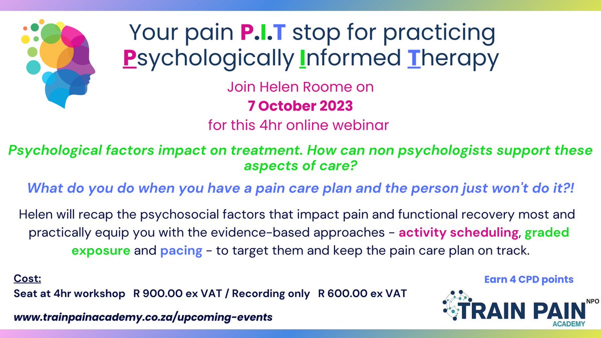 TrainPainSA's tweet photo. #trainpainacademy #cpdcourses #psychosocial #painmanagement https://t.co/3vX10i0Uy7