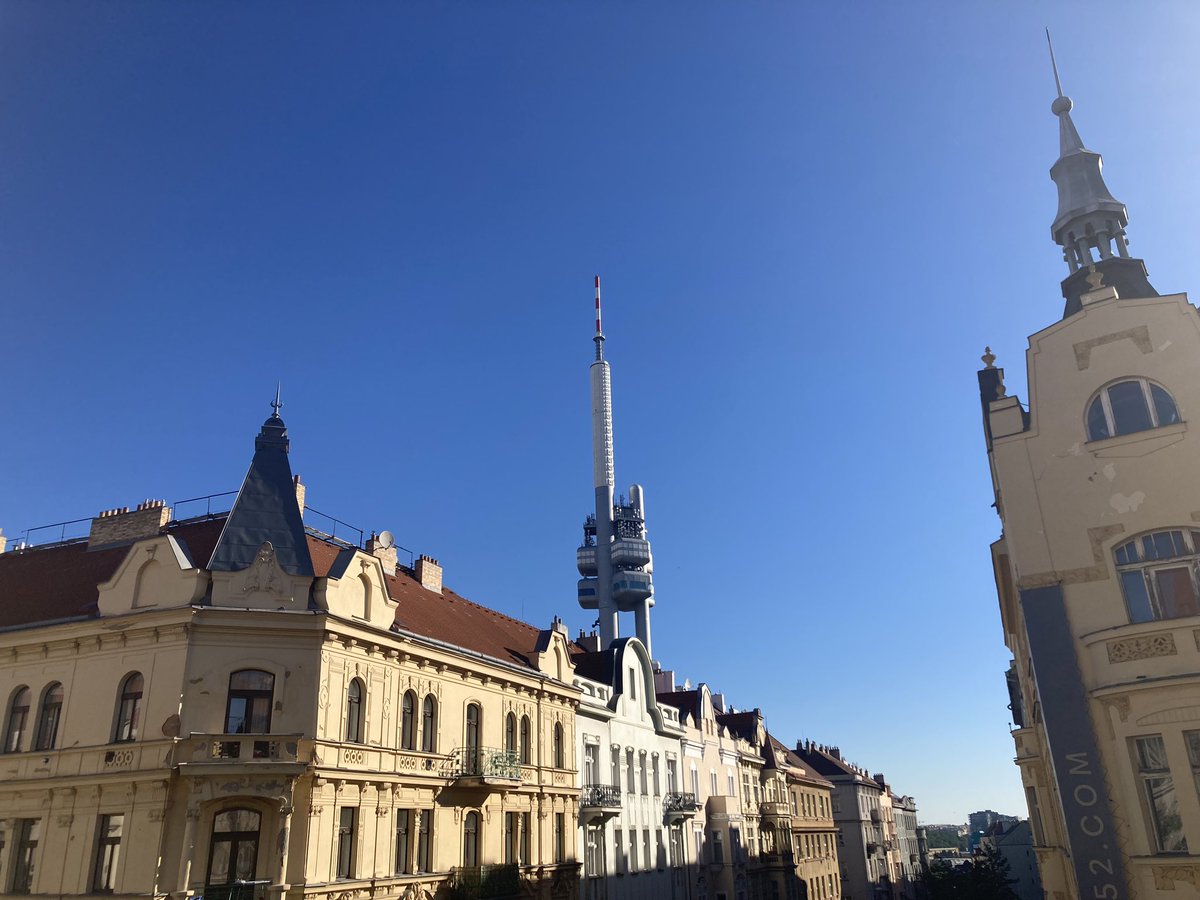 Woke up this morning to the clear blue sky of Žižkov. As the @ECPR General Conference comes to an end, let’s all try to bring some of the love, kindness, and compassion experienced here back home with us. Our colleagues and students sorely need them. #ecprgc23 #praha