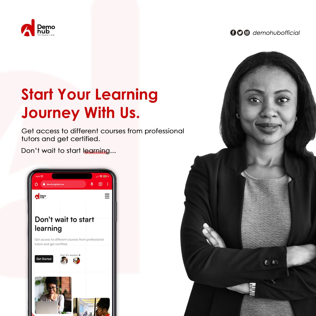 demohubofficial's tweet image. Get access to different courses from professional tutors and get certified!
Don't wait to start learning...
#startlearning #LearnAfrica #demohub