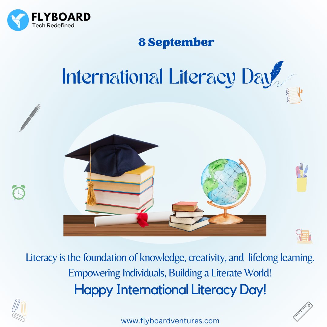 flyboardventure's tweet photo. Happy International Literacy Day!  Education empowers individuals and is the foundation for a better tomorrow. #InternationalLiteracyDay2023  #globalliteracy #EducationForAll   #InternationalLiteracyDay #flyboardventures https://t.co/4Go9HWm6vT