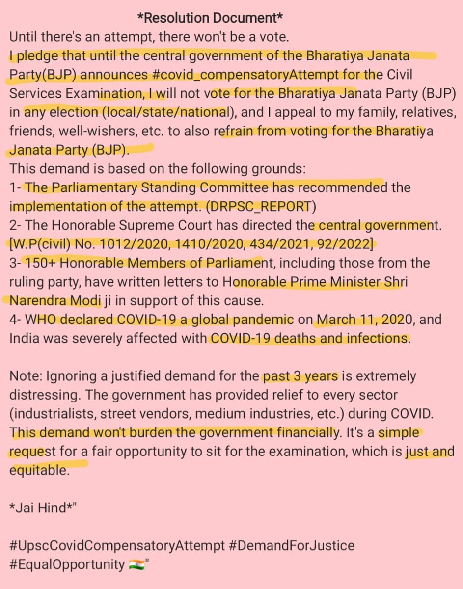 UpscExtra's tweet photo. Reports hint at UPSC aspirants considering  protest during G20, but we opt for 'no protest during G20'.Our love for our nation's image is strong, but our fight for justice is stronger. Our vote stays withheld from  the BJP, NO ATTEMPT ! NO VOTE! .  #UpscCovidCompensatoryAttempt https://t.co/0EeBBoEjNZ