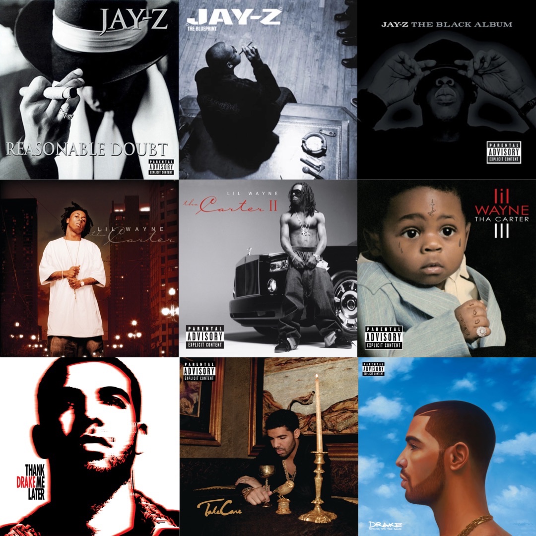 XXL's tweet photo. Which rapper had the best three albums out of these? 💽💽💽 https://t.co/io8enID6Gn