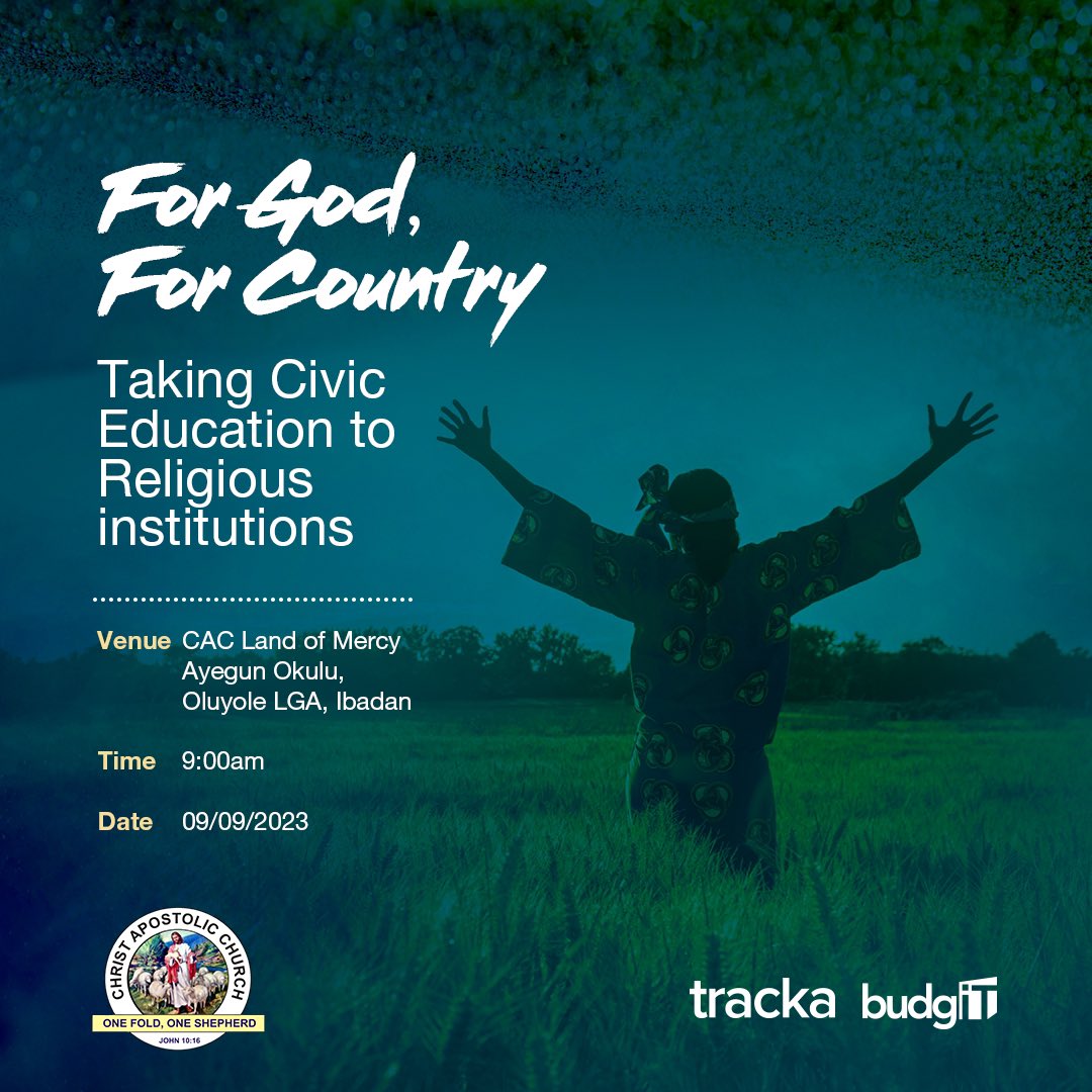 Today by 9am, we will be at CAC Land of Mercy Ayegun Okulu in Oluyole LGA, Ibadan, Oyo State to educate members on the projects allocated to their community in the 2023 FG Budget, how they can ensure implementation and hold their elected reps accountable.

#ForGodForCountry