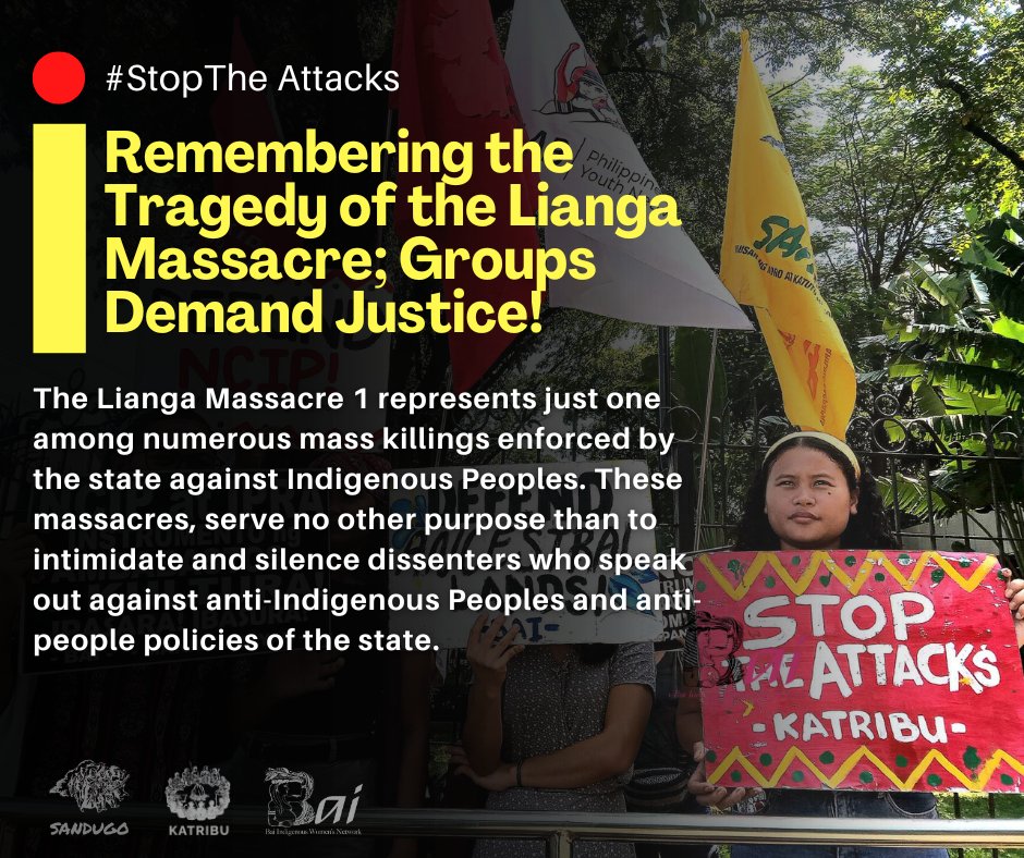 katribuphils's tweet photo. The 8th year since the massacre of Lumad leaders, also known as the 1st Lianga Massacre, has passed since last September 1.
#JusticeForJovelloSinzo
#JusticeForDionelCampos
#JusticeForEmeritoSamarca https://t.co/KE5afa2DID